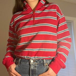 Red, white, and blue striped quarter zip crew neck sweatshirt from Pacsun ❤️